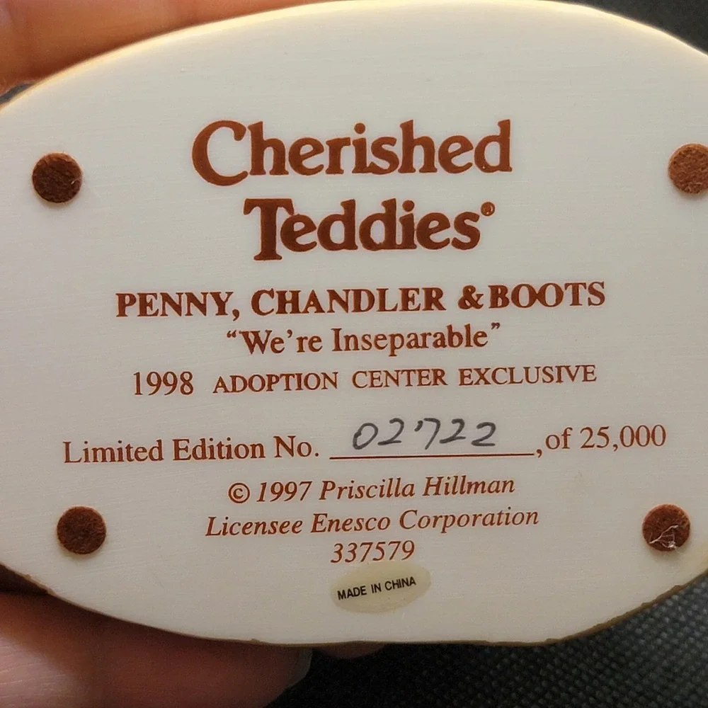 Enesco Cherished Teddies, PENNY, CHANDLER & BOOTS, 
